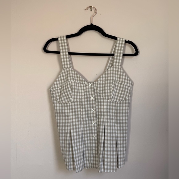 Lea & Viola Beige Gingham Matching Set Bustier Top & Skirt Cottagecore XS/S - Picture 3 of 12